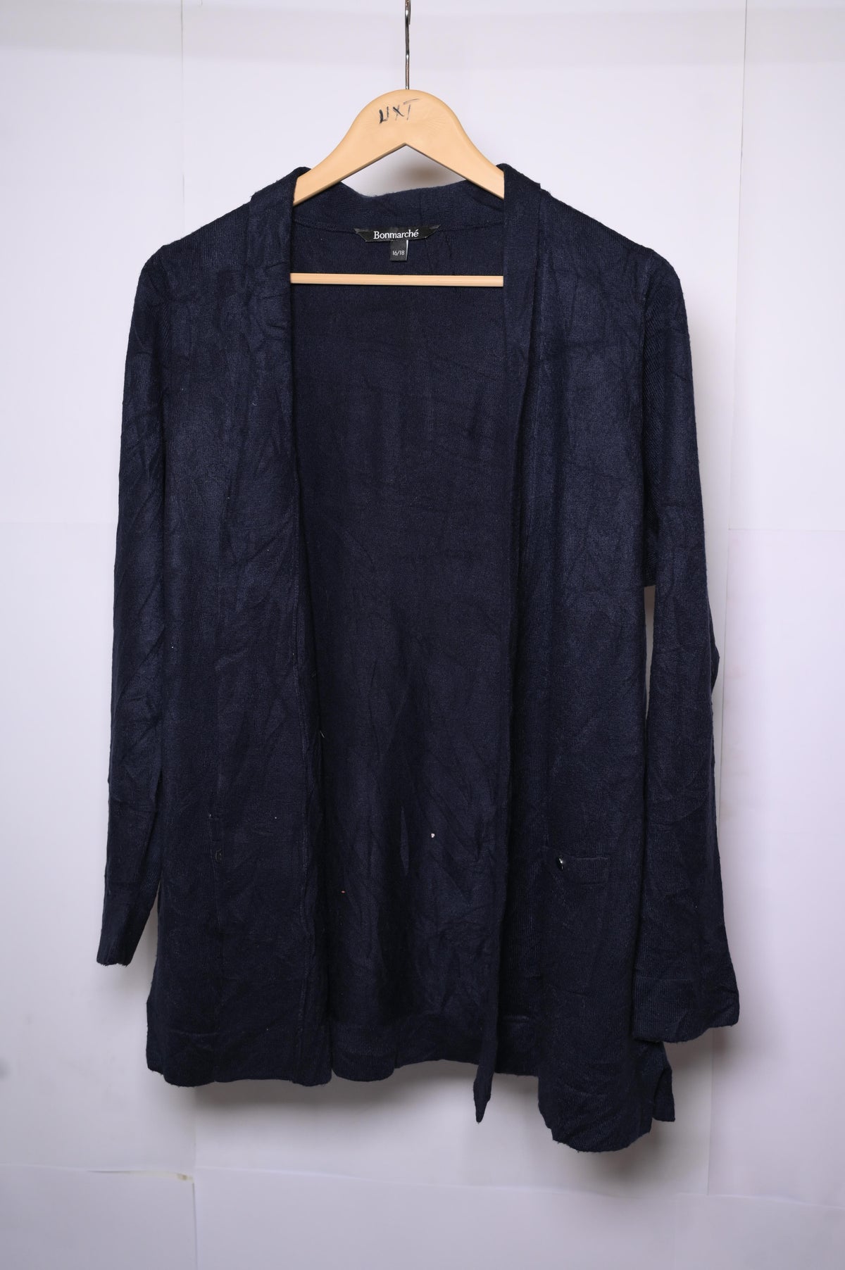 Navy Blue Acrylic Shrug with Pockets