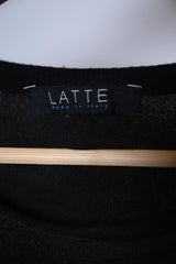 Latte Black Sweatshirt with Cheetah Print Border - Small