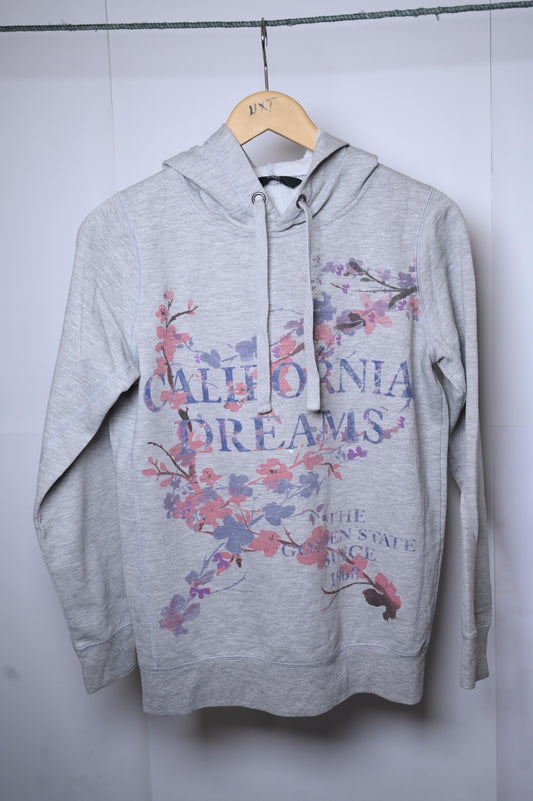 F&F Grey Hoodie with Red & Blue Flowers (Small)