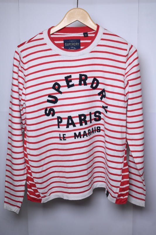 Superdry White Sweatshirt with Red Line