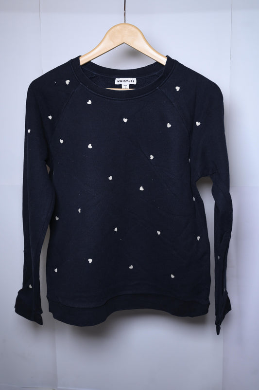 Whistles Navy Blue Sweatshirt with Hearts