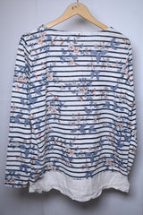 Esmara White Sweatshirt with Blue Flowers - Large