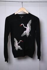 Qed London Black Small Sweatshirt with Swans