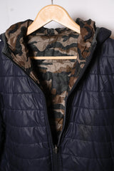 Thriftyfy Blue/Camouflage Men’s Puffer Jacket - Medium