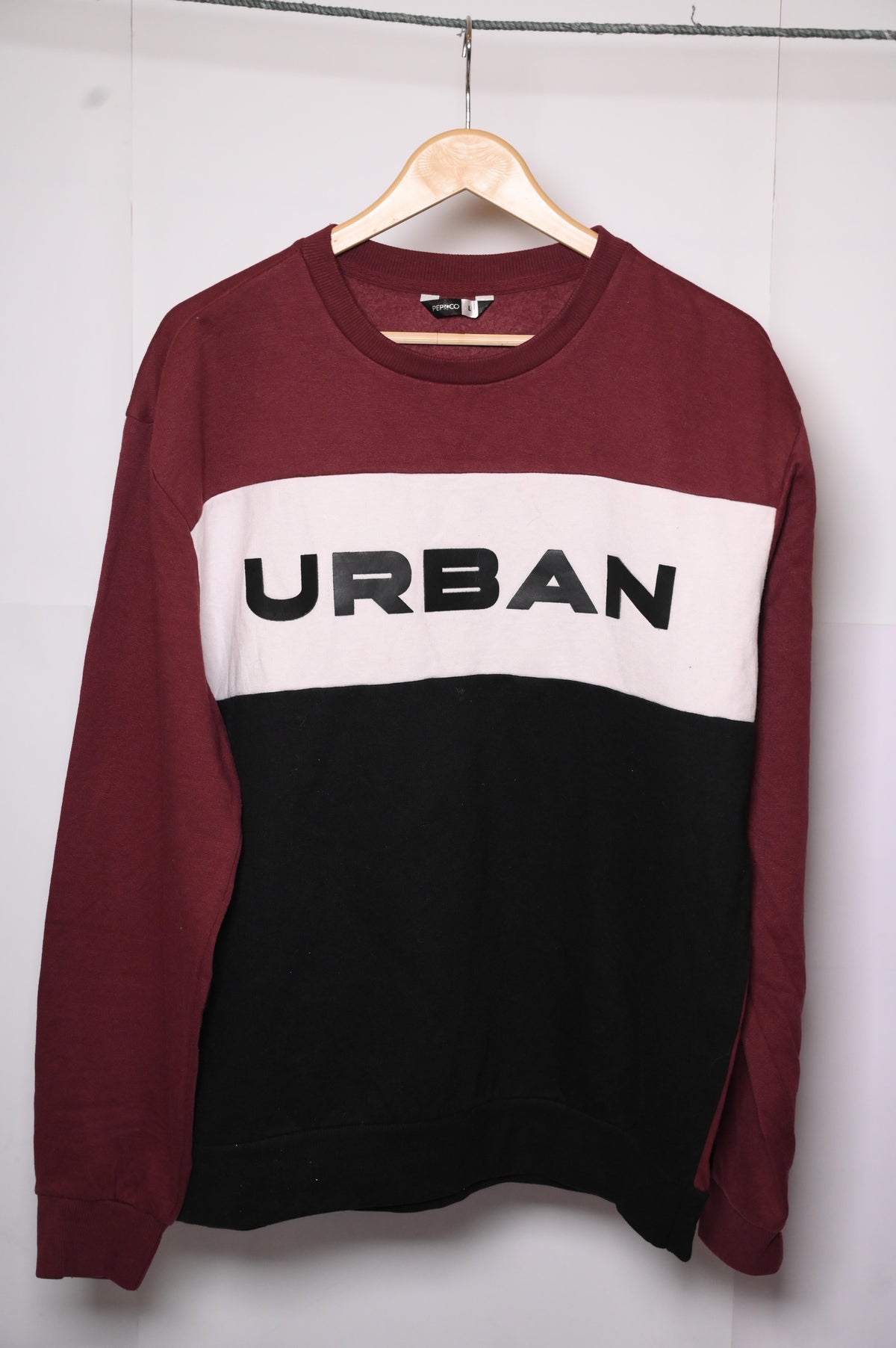 Pep&Co Maroon, Black, and White Sweatshirt - Large