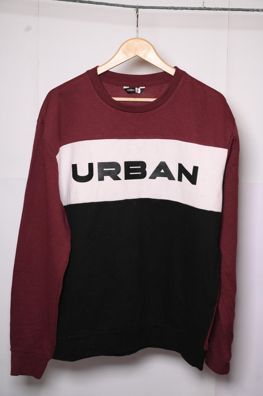 Pep&Co Maroon, Black, and White Sweatshirt - Large