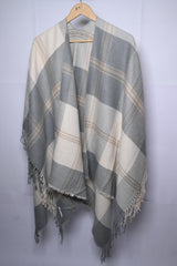 Thriftyfy Grey & Off-White Checkered Winter Cape