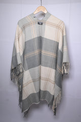 Thriftyfy Grey & Off-White Checkered Winter Cape