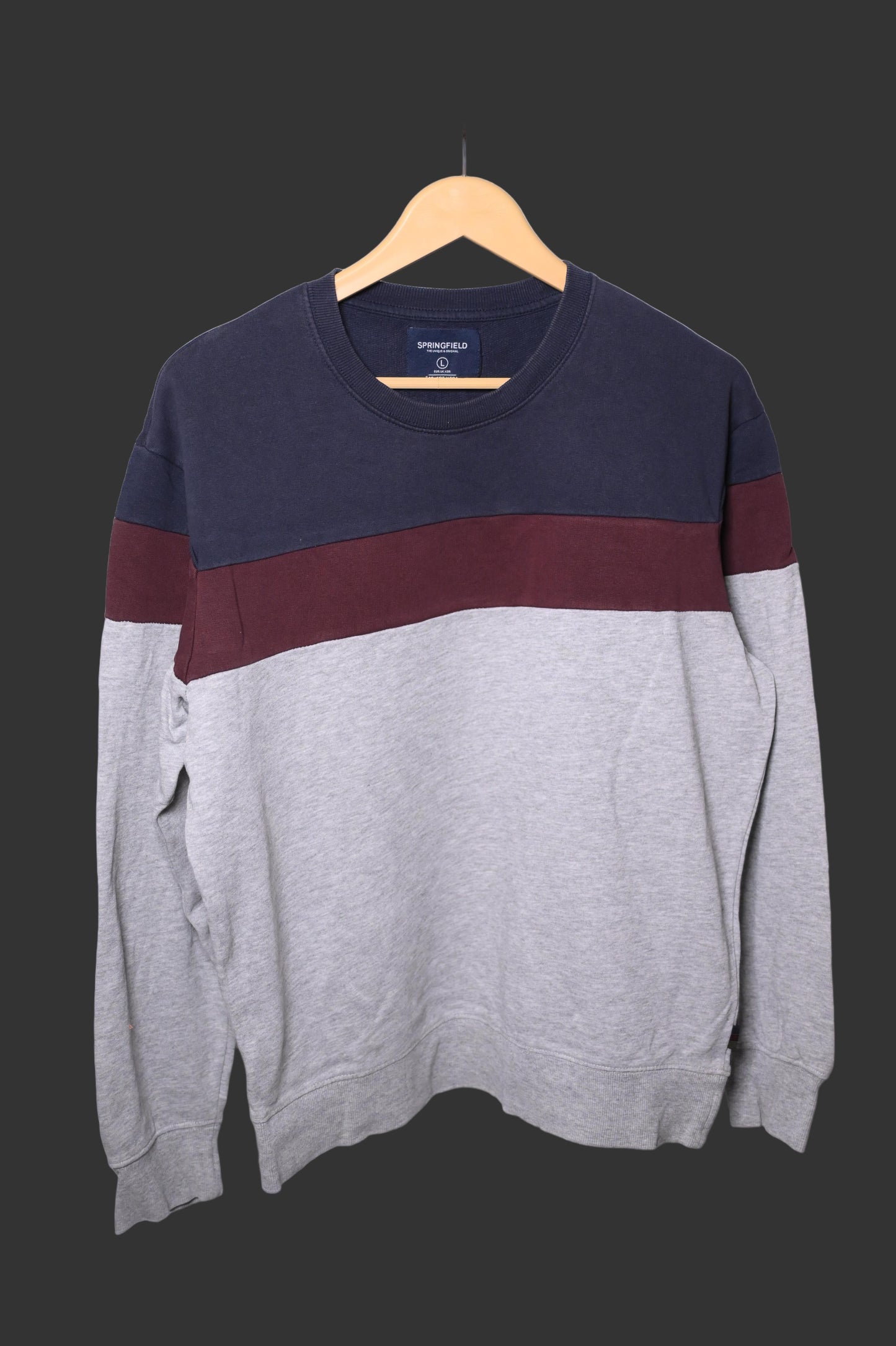 Springfield Grey, Maroon, and Blue Large Sweatshirt – Excellent