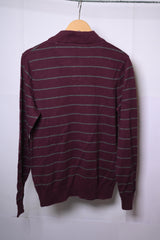 Trait Maroon Medium Sweatshirt with Grey Stripes – Excellent