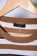 M&Co White and Brown Striped Sweatshirt - Small