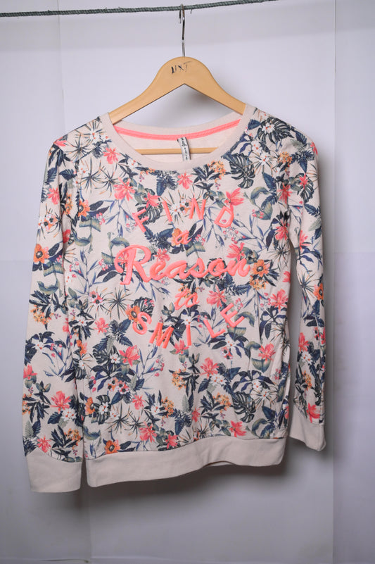 Stradivarius Floral Sweatshirt - Small