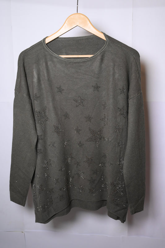 Thriftyfy Green with Flowers Sweatshirt - Medium