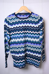 Bonmarche Green, Purple & Blue Zig Zag Sweatshirt (Medium)