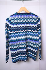 Bonmarche Green, Purple & Blue Zig Zag Sweatshirt (Medium)