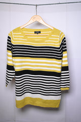 Papaya Yellow & White Striped Large Sweatshirt