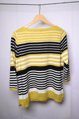 Papaya Yellow & White Striped Large Sweatshirt