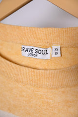 Brave Soul Yellow and White Sweatshirt - XS