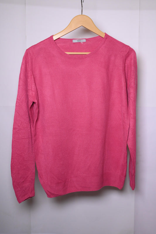 Marks & Spencer Pink Viscose Sweater - Small