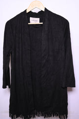 Stylish Black Polyester Shrug