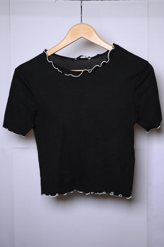 Zara Medium Black Croped Blouse