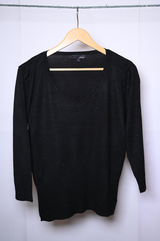 Next Chic Black V-Neck Full-Sleeve Sweatshirt