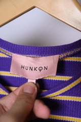 Hunkon Purple and Yellow Striped Winter Blouse (Small)