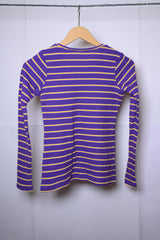 Hunkon Purple and Yellow Striped Winter Blouse (Small)