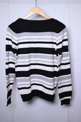 Collection Debenhams Black, White, and Grey Sweatshirt - Medium