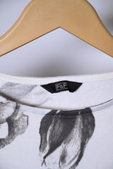 F&F White with Flowers Sweatshirt - Medium