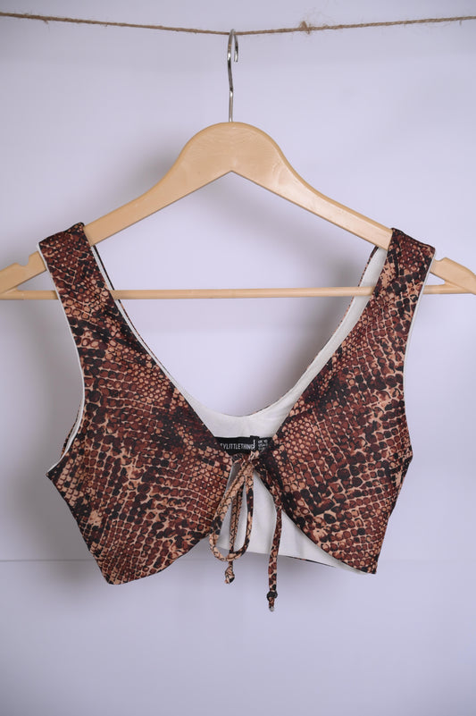 Pretty Little Things Brown Crop Top - Small