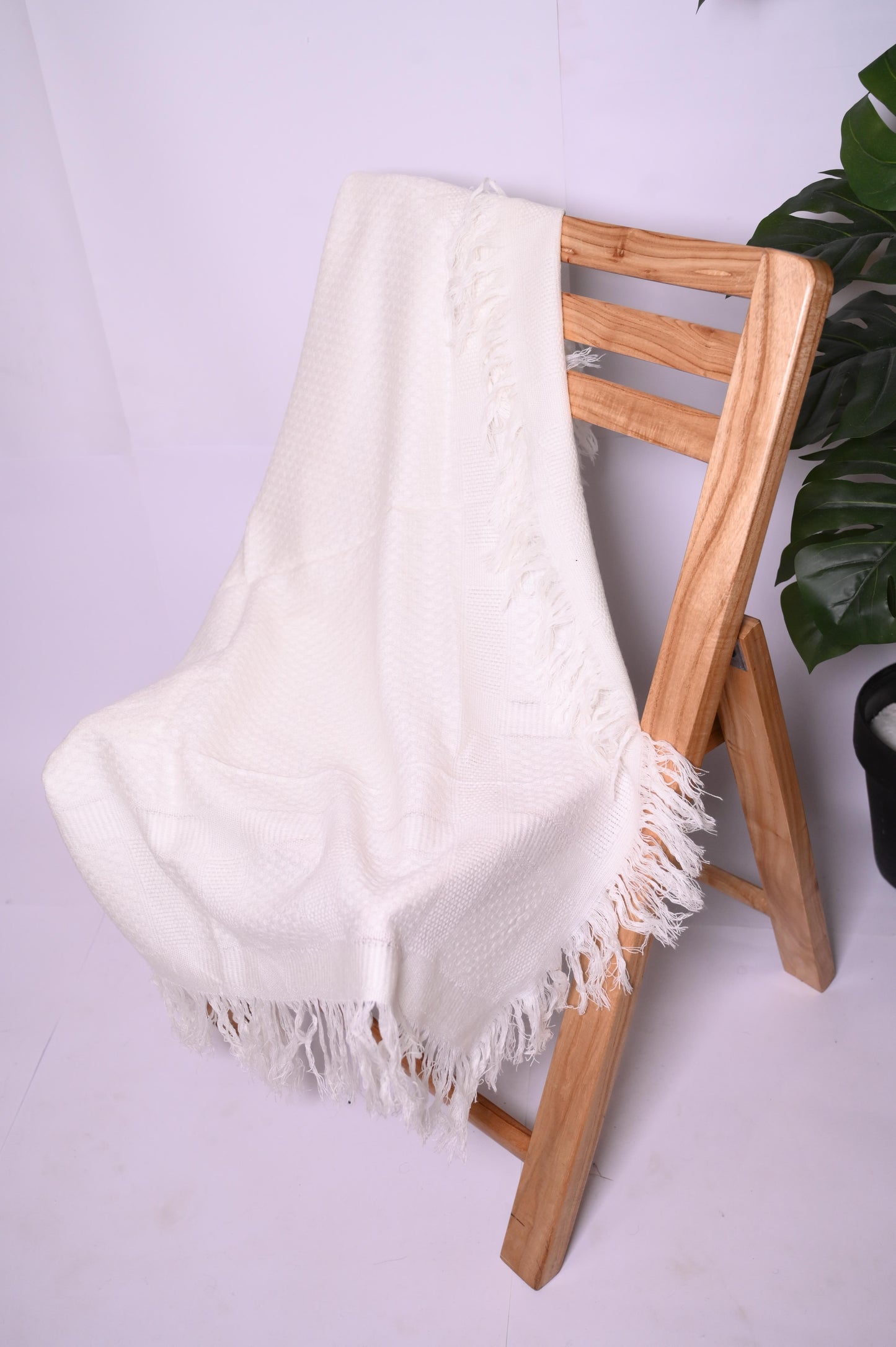 Peacocks Off-White Shawl - Soft and Lightweight