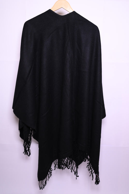 Thriftyfy Plain Black Acrylic Winter Cape