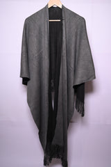 Sophisticated Black and Grey Polyester Shrug