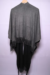 Sophisticated Black and Grey Polyester Shrug