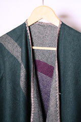 Thriftyfy Maroon, Green & Blue Patterned Modal Winter Cape