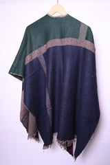 Thriftyfy Maroon, Green & Blue Patterned Modal Winter Cape