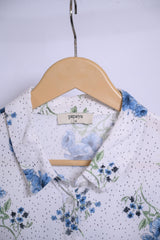 Papaya White Blue Floral Blouse - Medium