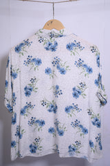 Papaya White Blue Floral Blouse - Medium