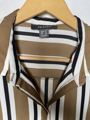 Primark White & Brown Button-Down Shirt