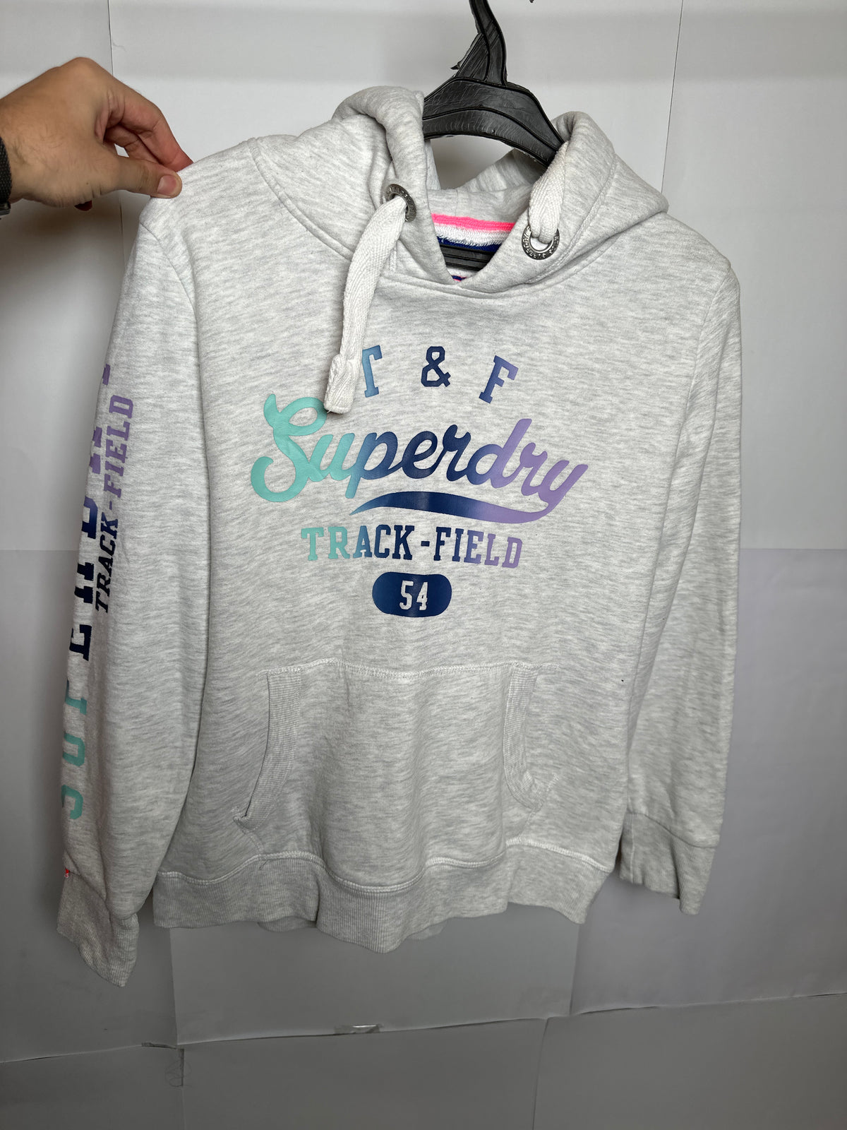 Superdry Grey and White Hoodie (XL, Excellent Condition)