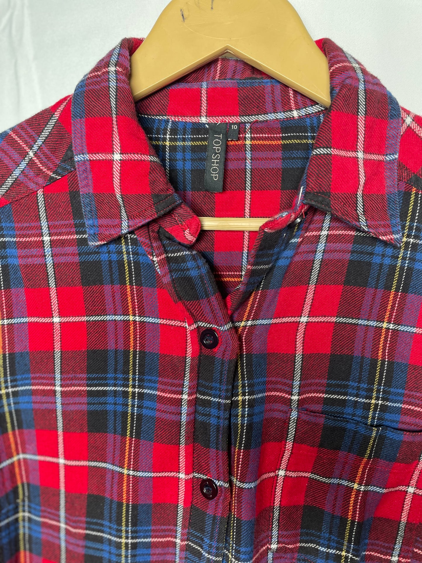 Topshop Red, Blue & Green Button-Down