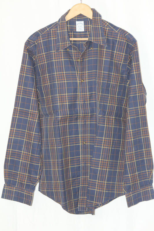 Navy & Brown Checkered Full Sleeve Shirt – Brooks Brothers (Large)