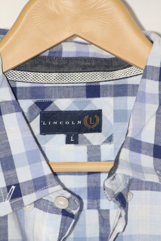 Blue with Purple Checkered Half Sleeve Shirt – Lincoln (Large)