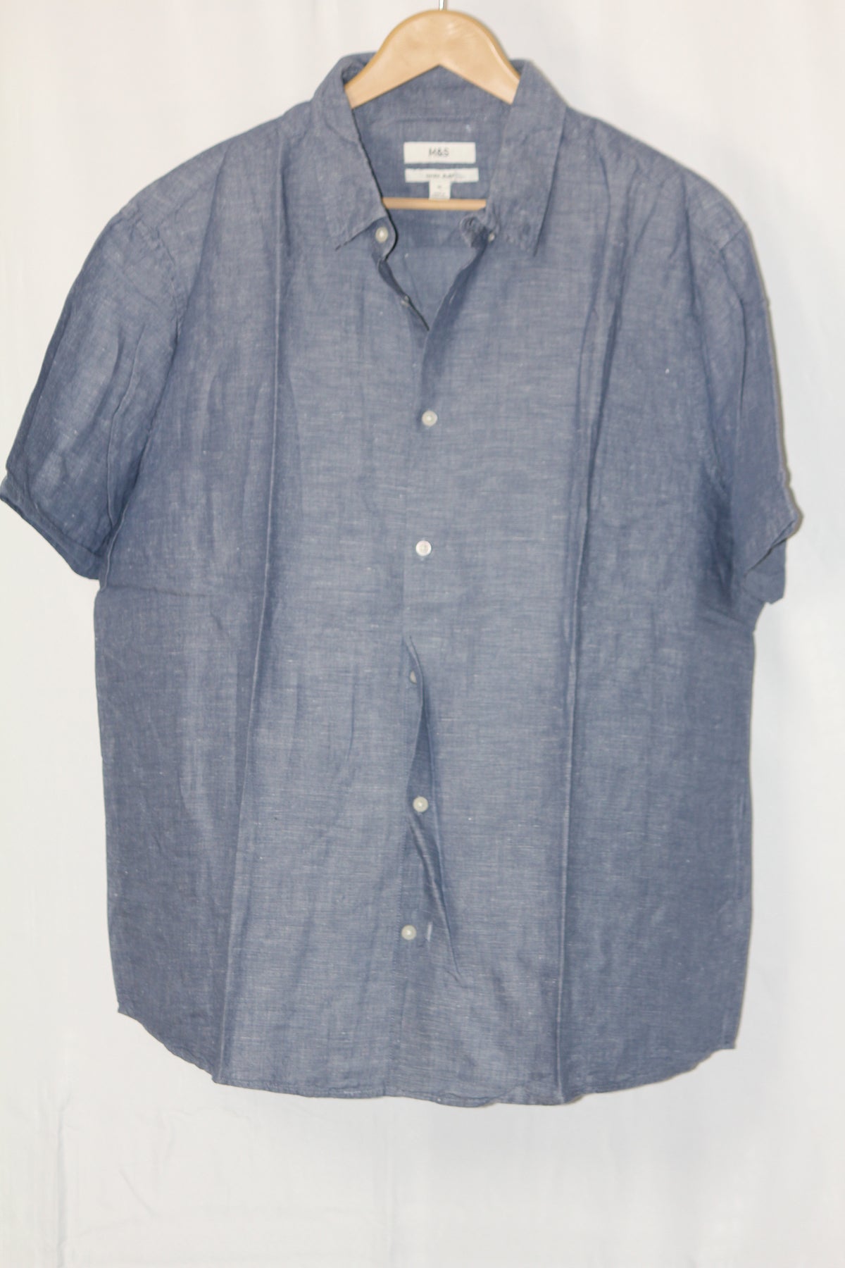 Light Blue Half Sleeve Button-Down Shirt – M&S (XL)