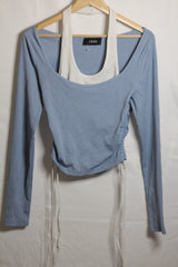 Cider Blue Crop Top with White Laces - Large