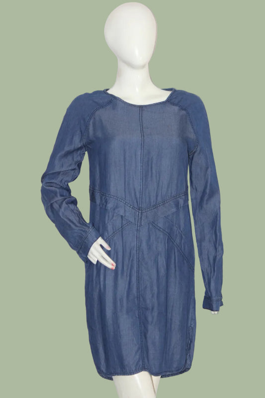 Dry Wash Blue Denim-Style Dress