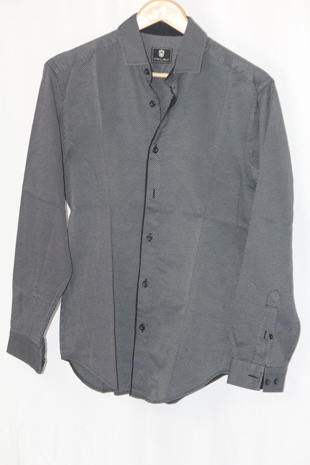 Grey Full Sleeve Button-Down Shirt – Steel & Jelly (Medium)