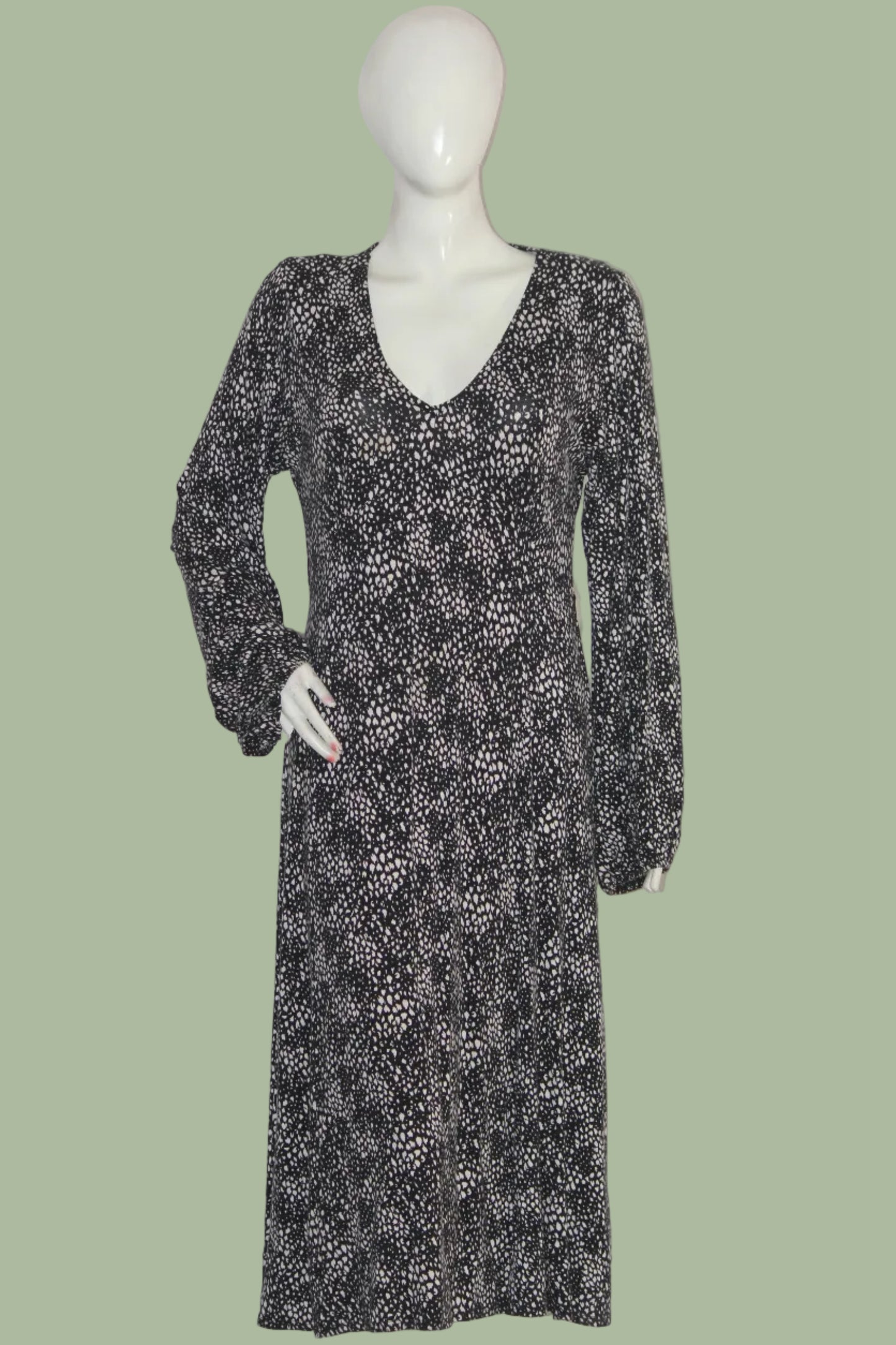 Wallis Black & White Polka Dot Dress (Medium, Good Condition)