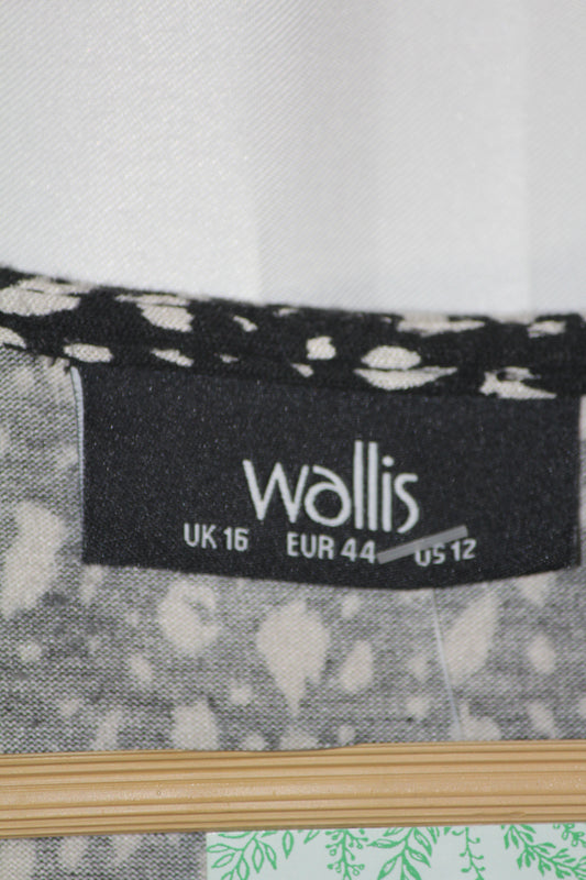 Wallis Black & White Polka Dot Dress (Medium, Good Condition)